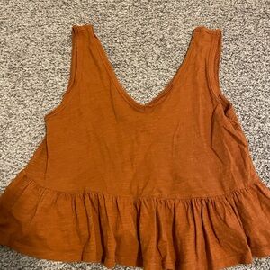 Wild Fable Women's Rust Tank Top with Ruffle Hem